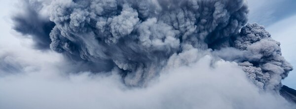 Thick dark ash and smoke